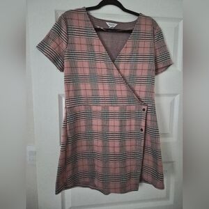 Plaid Pink Wrap Dress